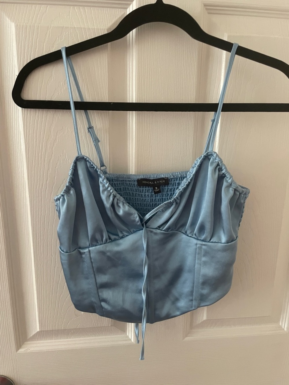 Kendall & Kylie Satin Sky Blue Cropped Camisole